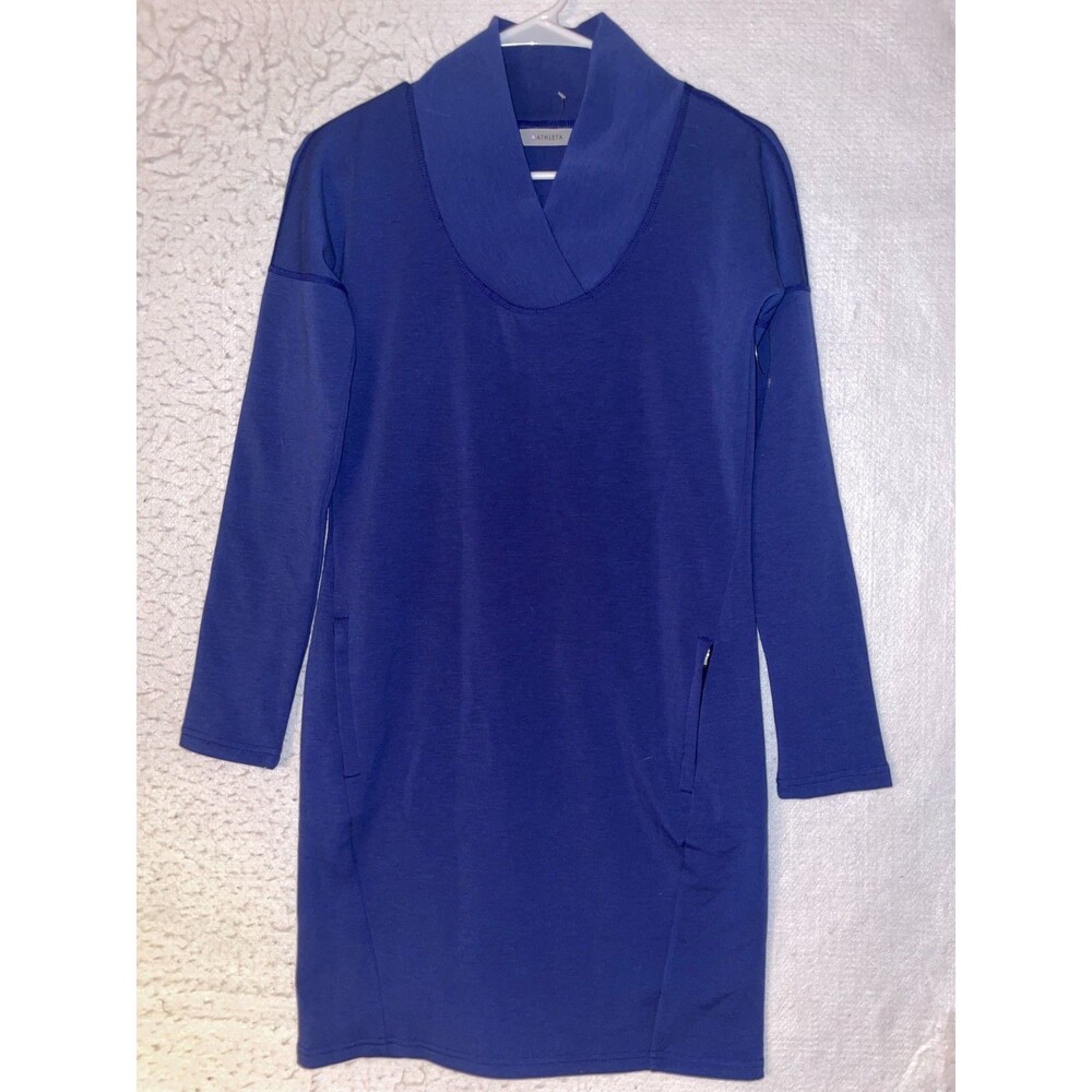 ATHLETA Cozy Karma Sweatshirt Mini Dress Tunic Blue XXS Long Sleeve